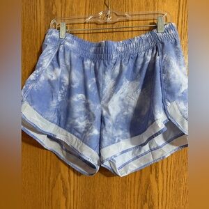 Athleta Blue Printed Mesh Racer Run Short